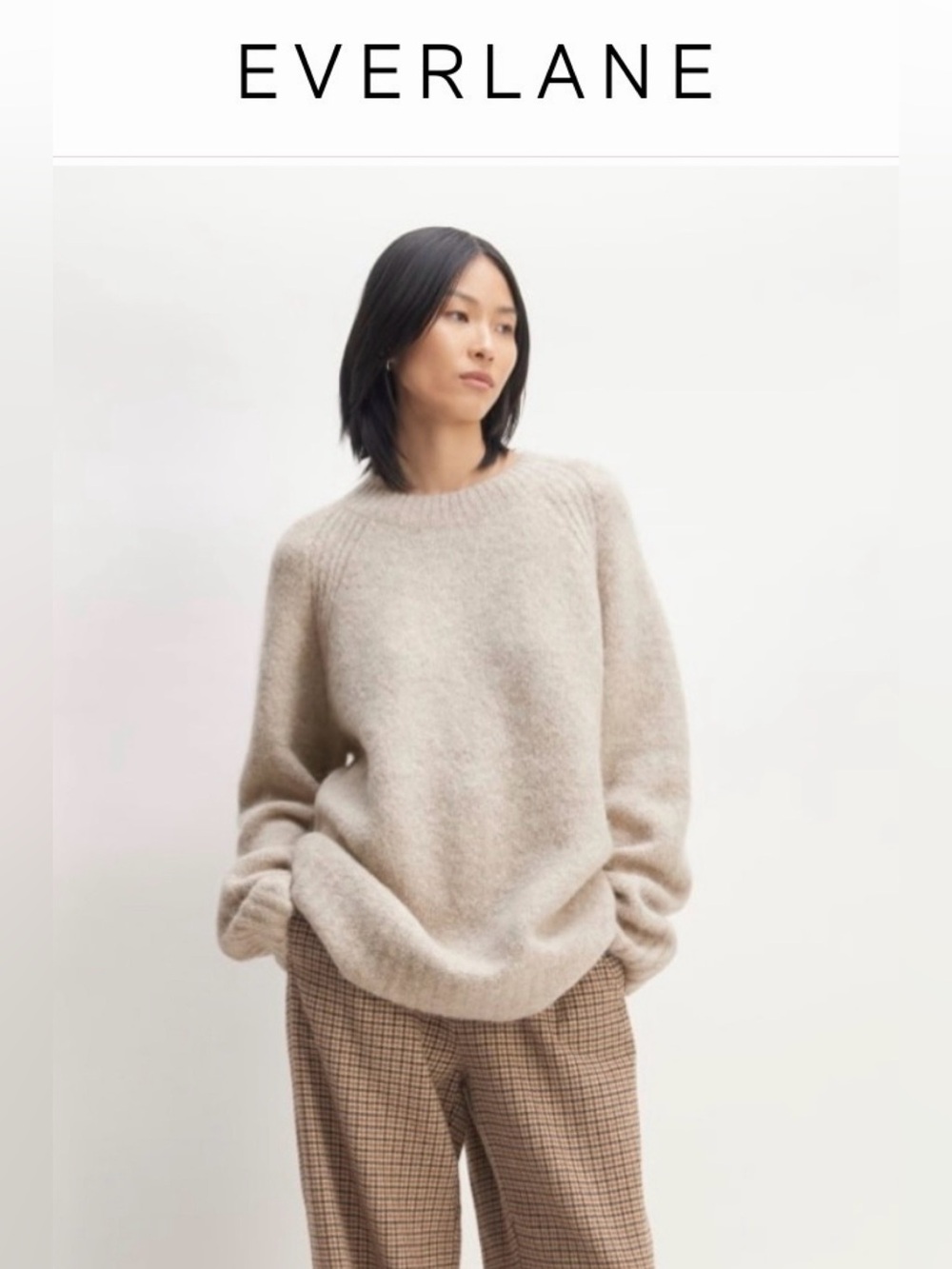 Everlane The Superfuzz Alpaca Crew Sweater in Light Oat